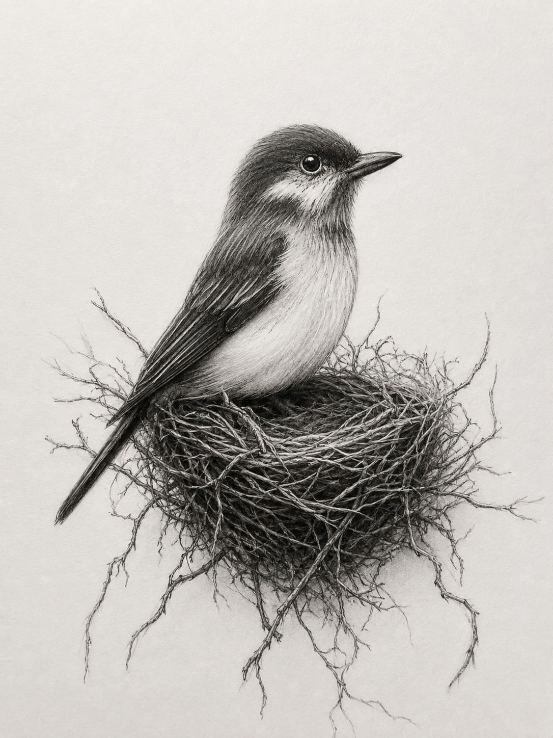 The Bird hand-drawn charcoal drawing by Chaitra Draws